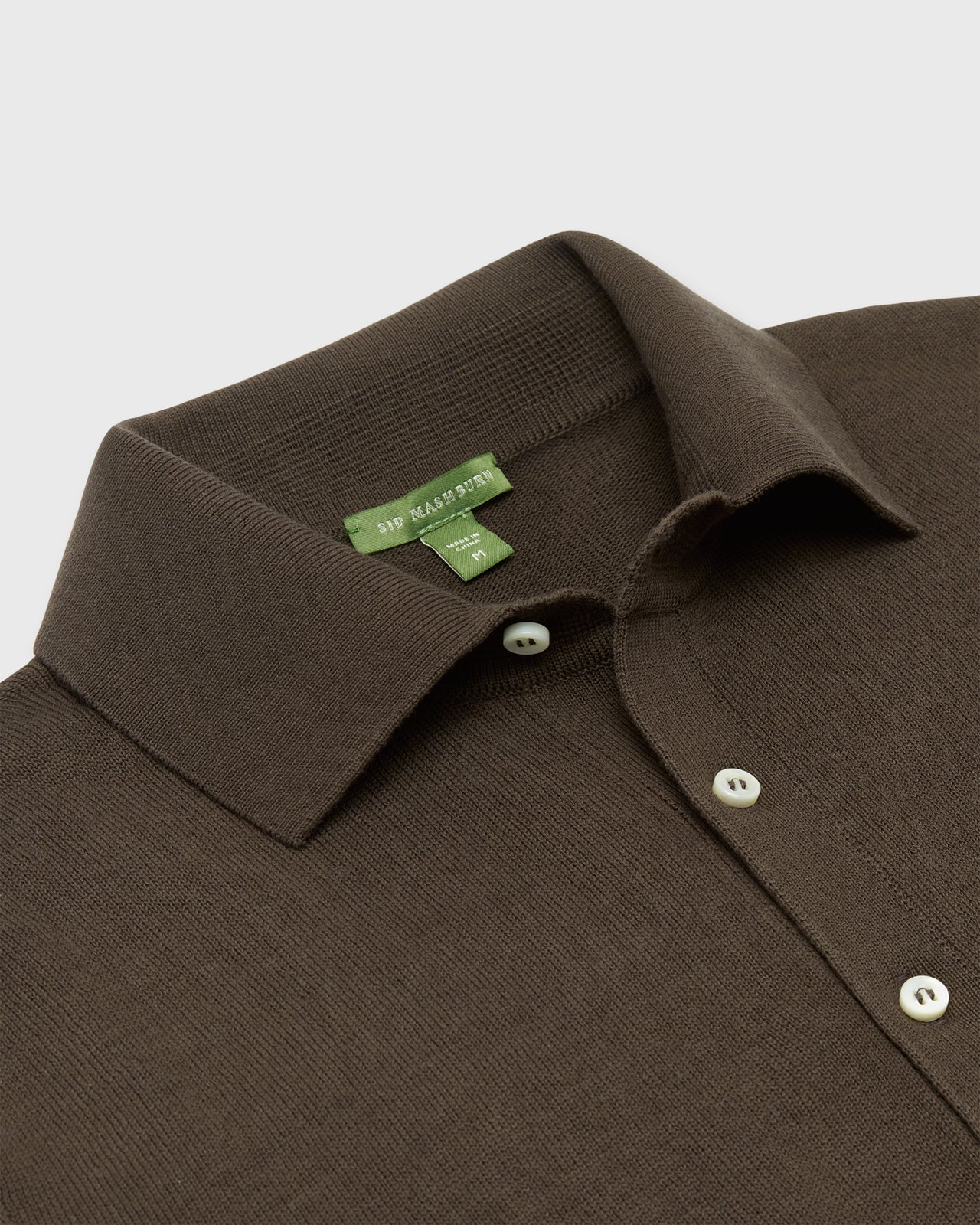 Long-Sleeved Rally Polo Sweater in Chocolate Cotton