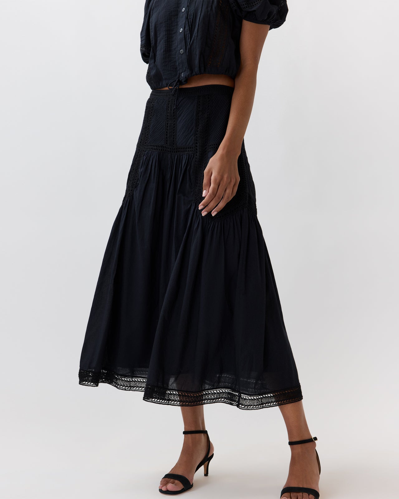 Alice Midi Skirt in Noir