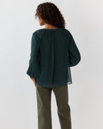 Load image into Gallery viewer, Ariana Blouse in Hunter/Lapis Foulard Metallic Georgette
