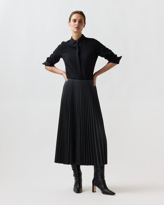 Christina Skirt in Charcoal Bi-Stretch Tropical Wool