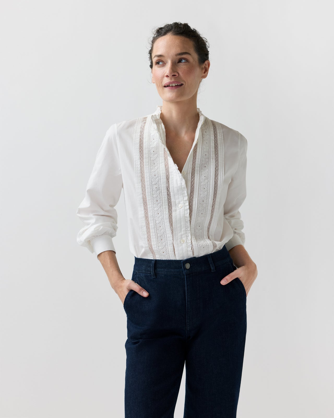 Letitia Blouse in White Poplin