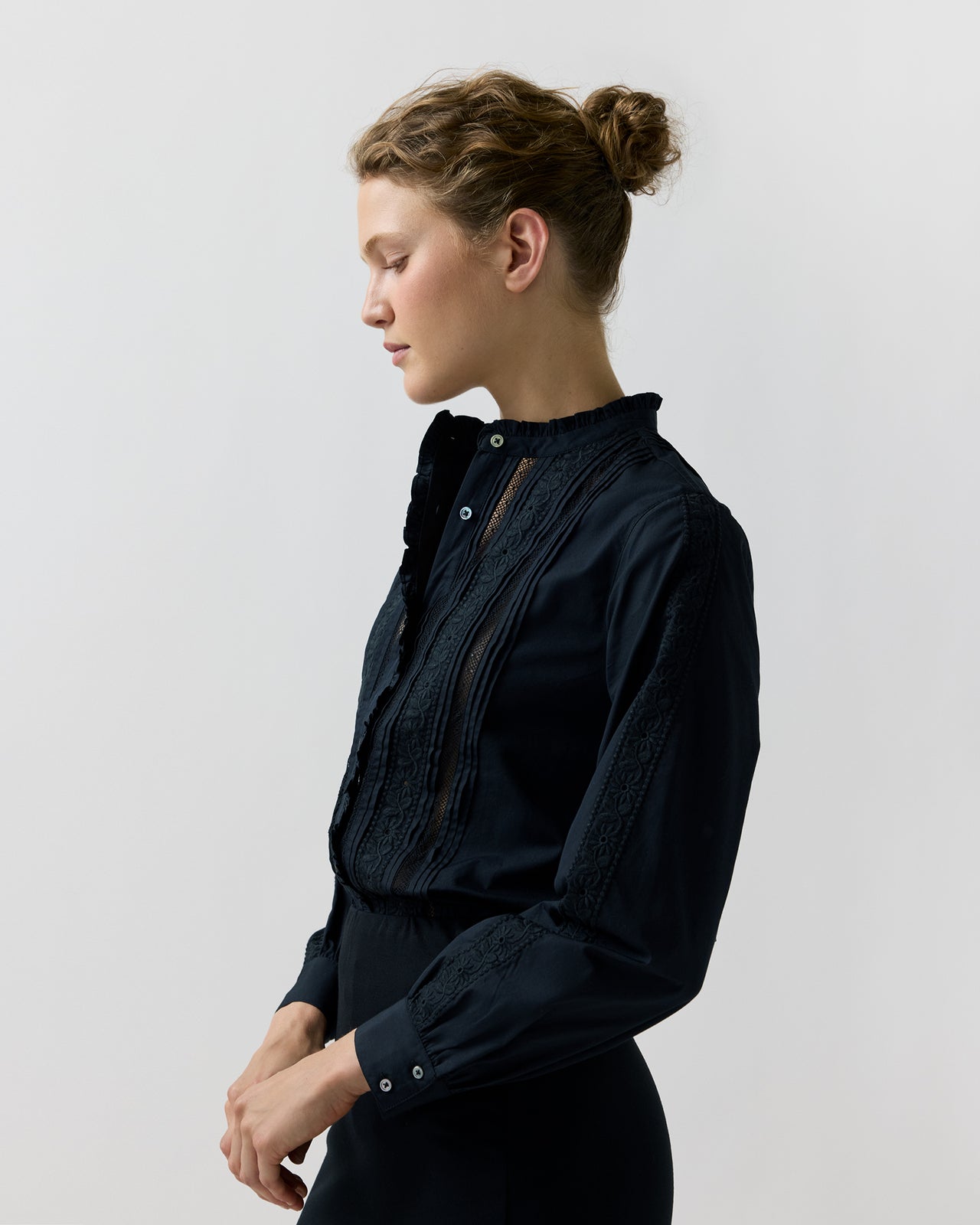 Letitia Blouse in Black Poplin