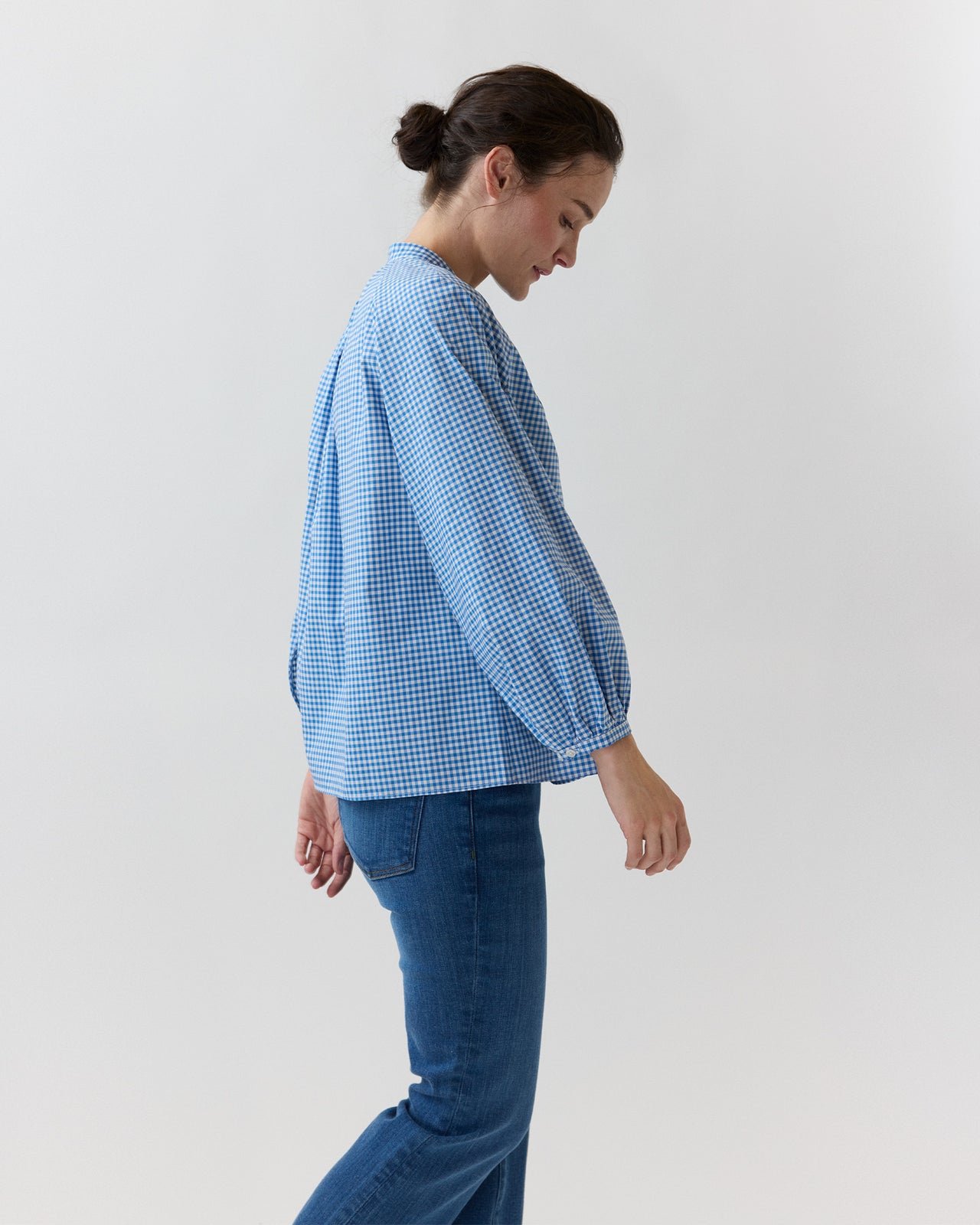 Sienna Top in Dutch Blue/White Gingham