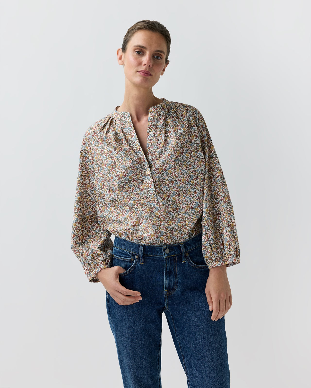 Sienna Top in Terracotta/Multi Ava Liberty Fabric