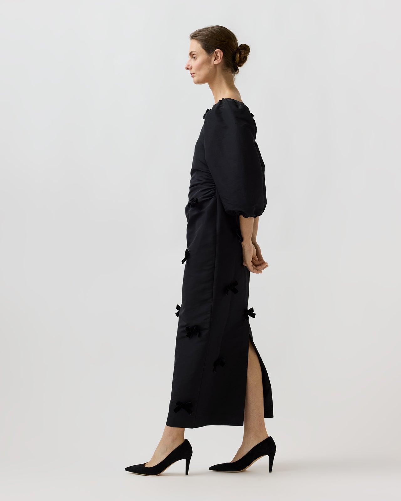Antonia Dress in Black Silk Faille
