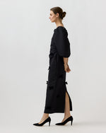 Load image into Gallery viewer, Antonia Dress in Black Silk Faille
