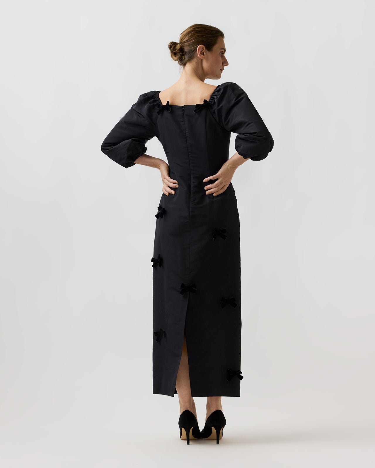 Antonia Dress in Black Silk Faille
