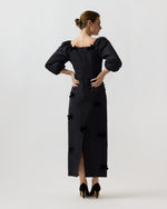 Load image into Gallery viewer, Antonia Dress in Black Silk Faille
