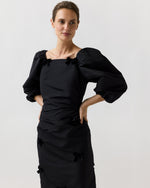 Load image into Gallery viewer, Antonia Dress in Black Silk Faille
