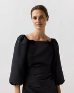 Load image into Gallery viewer, Antonia Dress in Black Silk Faille
