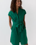 Load image into Gallery viewer, Atelier Shirtdress in Evergreen Nylon Faille
