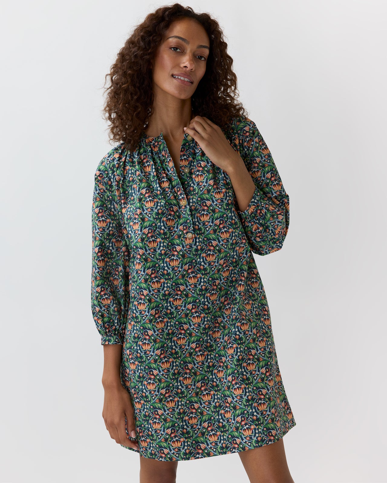 Callie Dress in Navy/Multi The Garden Room Liberty Fabric