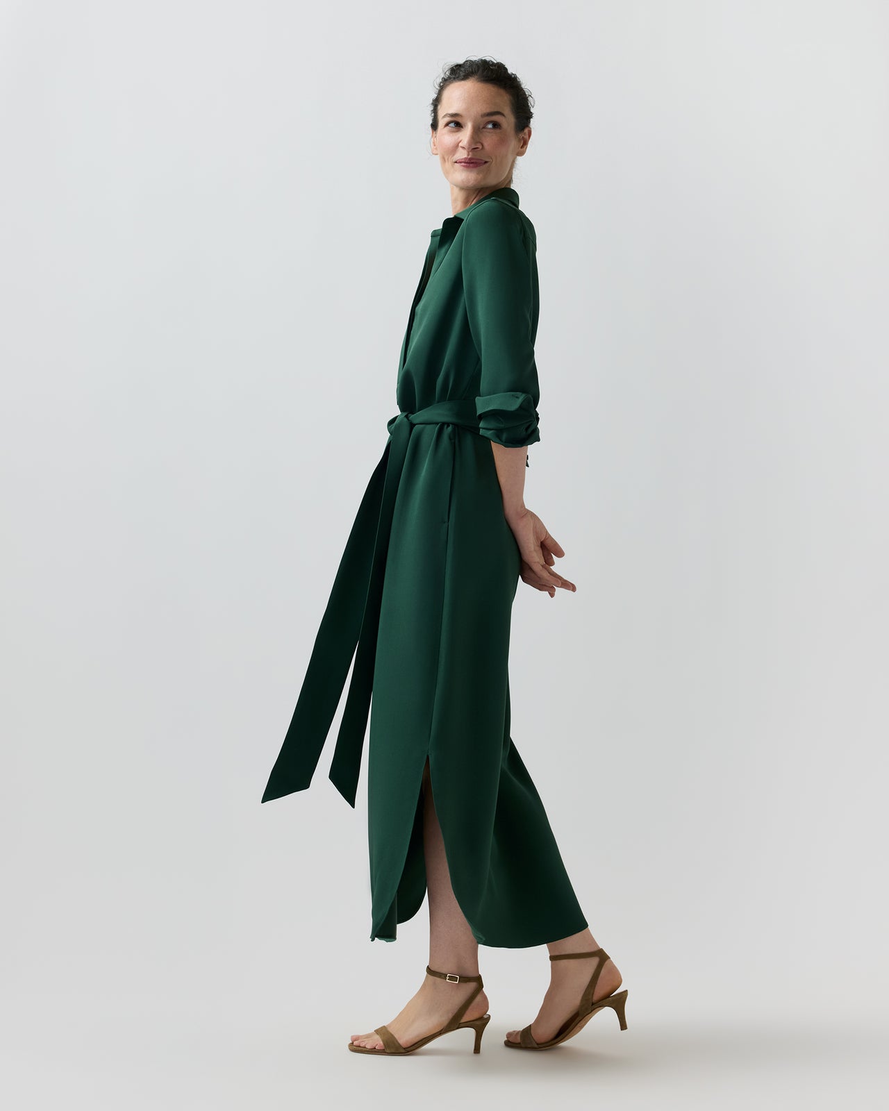 Piper Maxi Dress in Hunter Silk Crepe De Chine