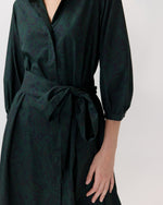 Load image into Gallery viewer, Virginia Dress in Navy/Forest Paisley Poplin
