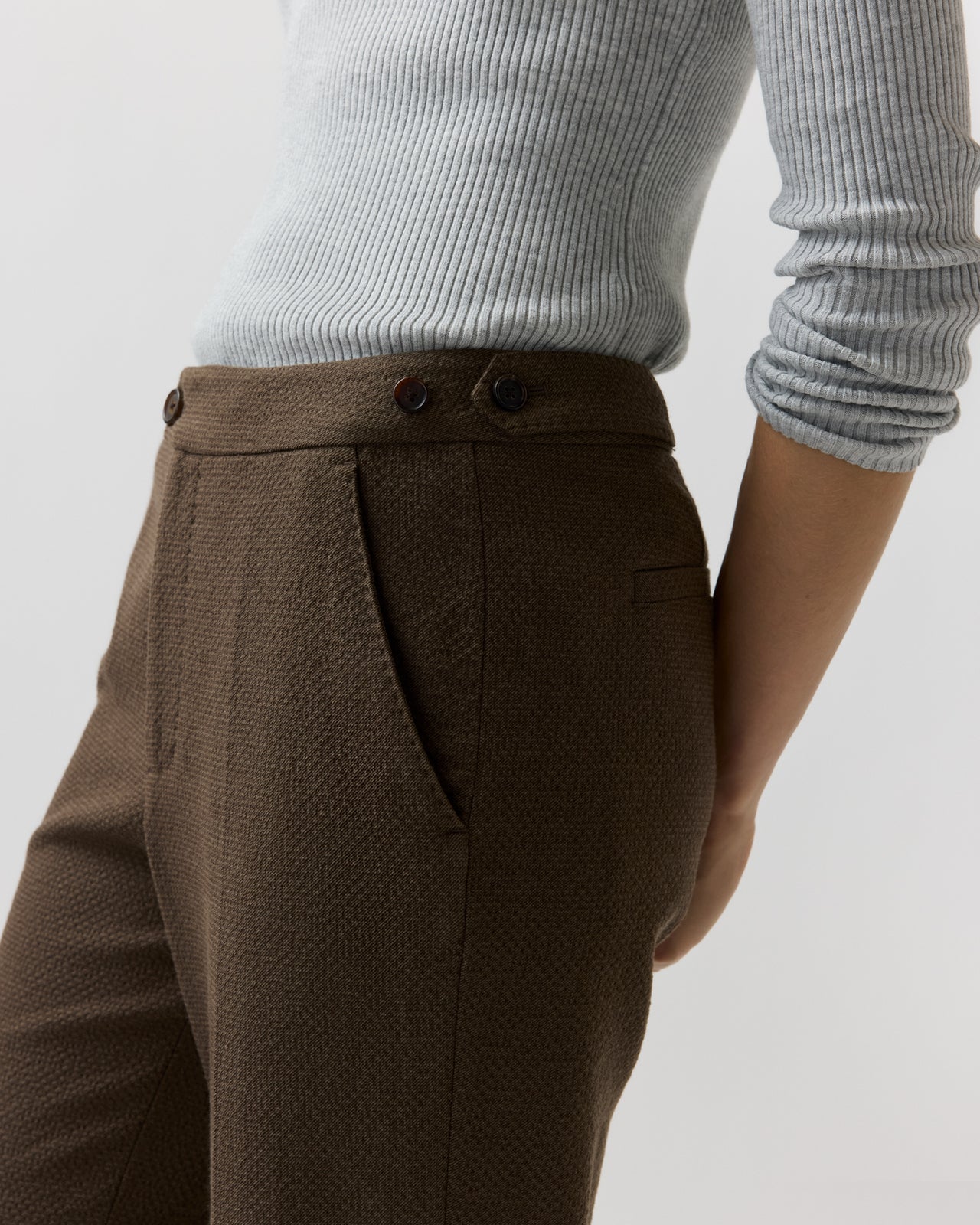Billie Pant in Bark Crinkle Cotton/Wool