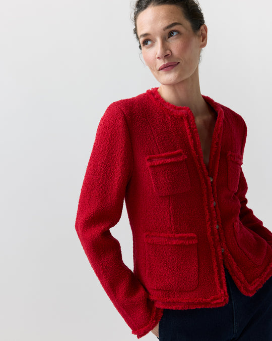 Essie Jacket in Red Boucle Tweed