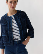 Load image into Gallery viewer, Kiki Jacket in Indigo Tic-Weave Jacquard
