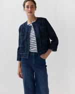 Load image into Gallery viewer, Kiki Jacket in Indigo Tic-Weave Jacquard
