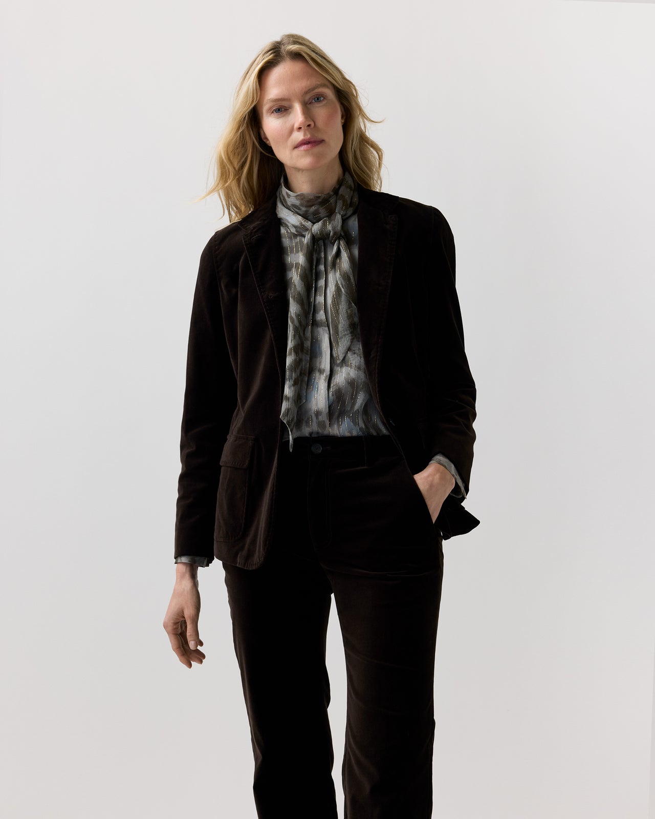 Marguerite Jacket in Chocolate Stretch Velveteen