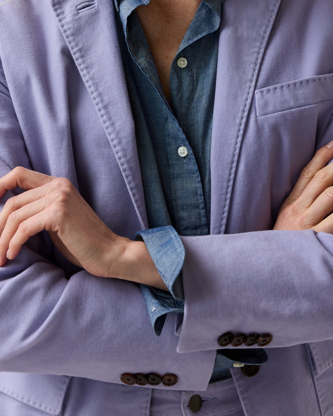 Moira Blazer in Lavender Stretch Moleskin
