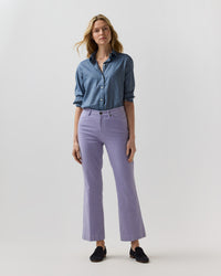 Kendall Flare 5-Pocket Jean in Lavender Stretch Moleskin