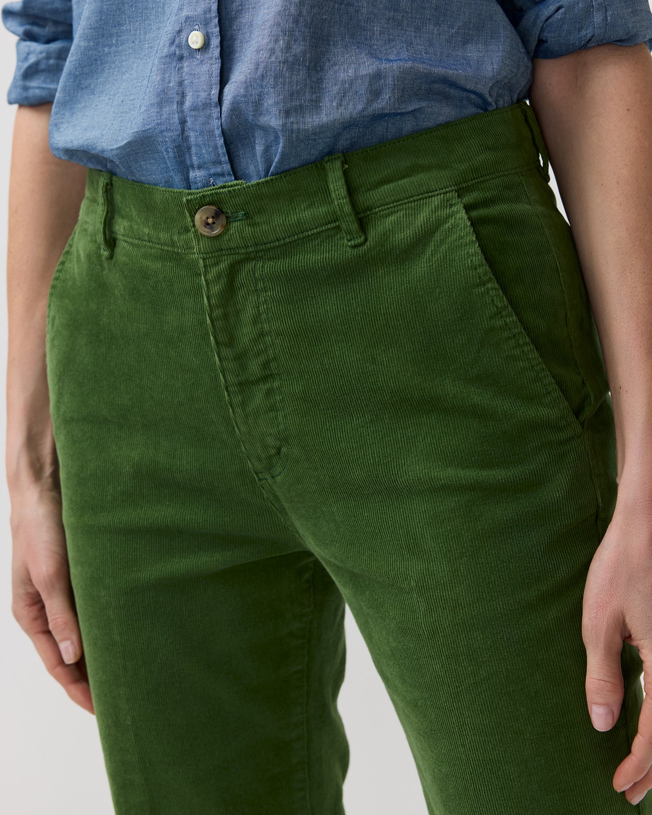Lindy Trouser in Avocado Stretch Corduroy