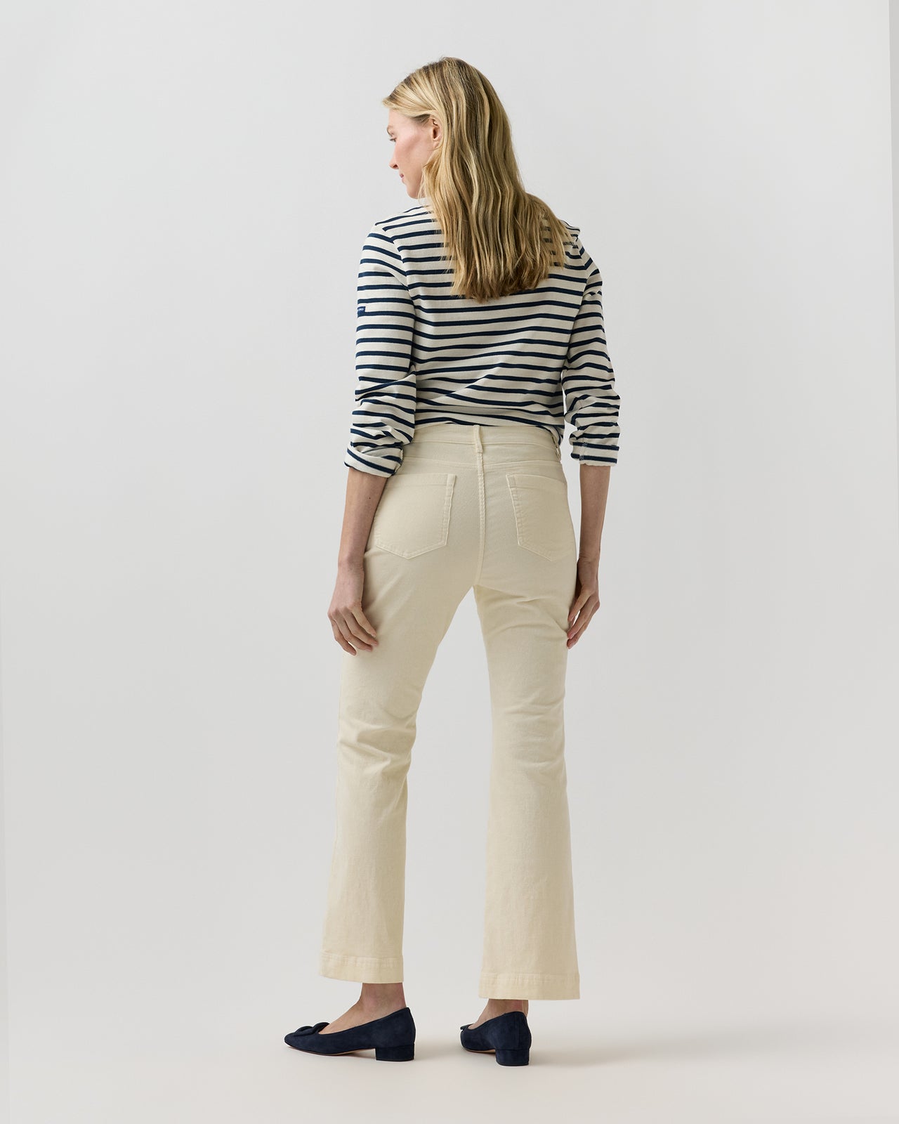 Kendall Flare 5-Pocket Jean in Ivory Stretch Corduroy