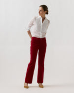 Load image into Gallery viewer, Kendall Flare 5-Pocket Jean in Red Stretch Velveteen
