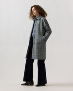 Load image into Gallery viewer, Balmacaan Coat in Grey/Sky Glen Plaid Harris Tweed
