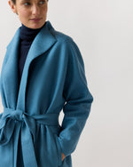 Load image into Gallery viewer, Kimono Carina Coat in Delft Blue Pressed Boiled Wool

