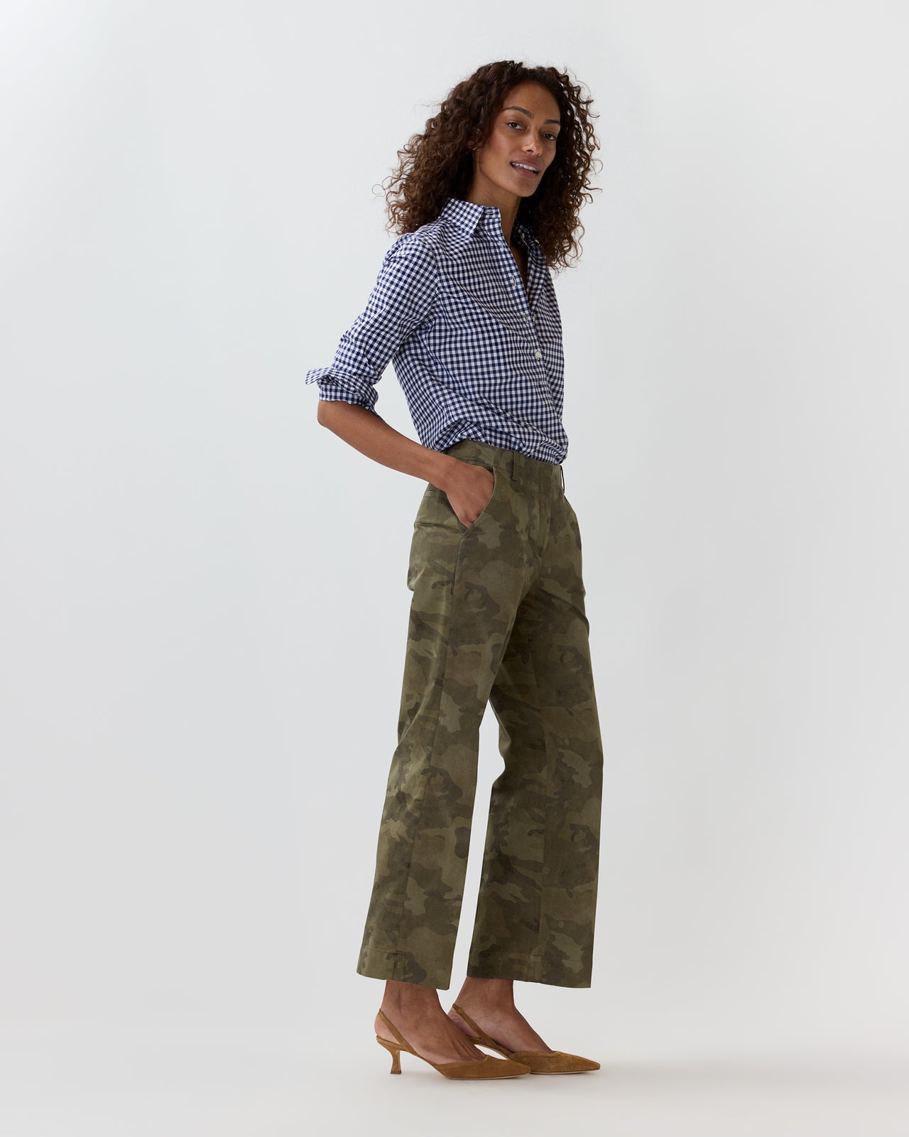Frankie Cropped Pant in Camo Stretch Twill
