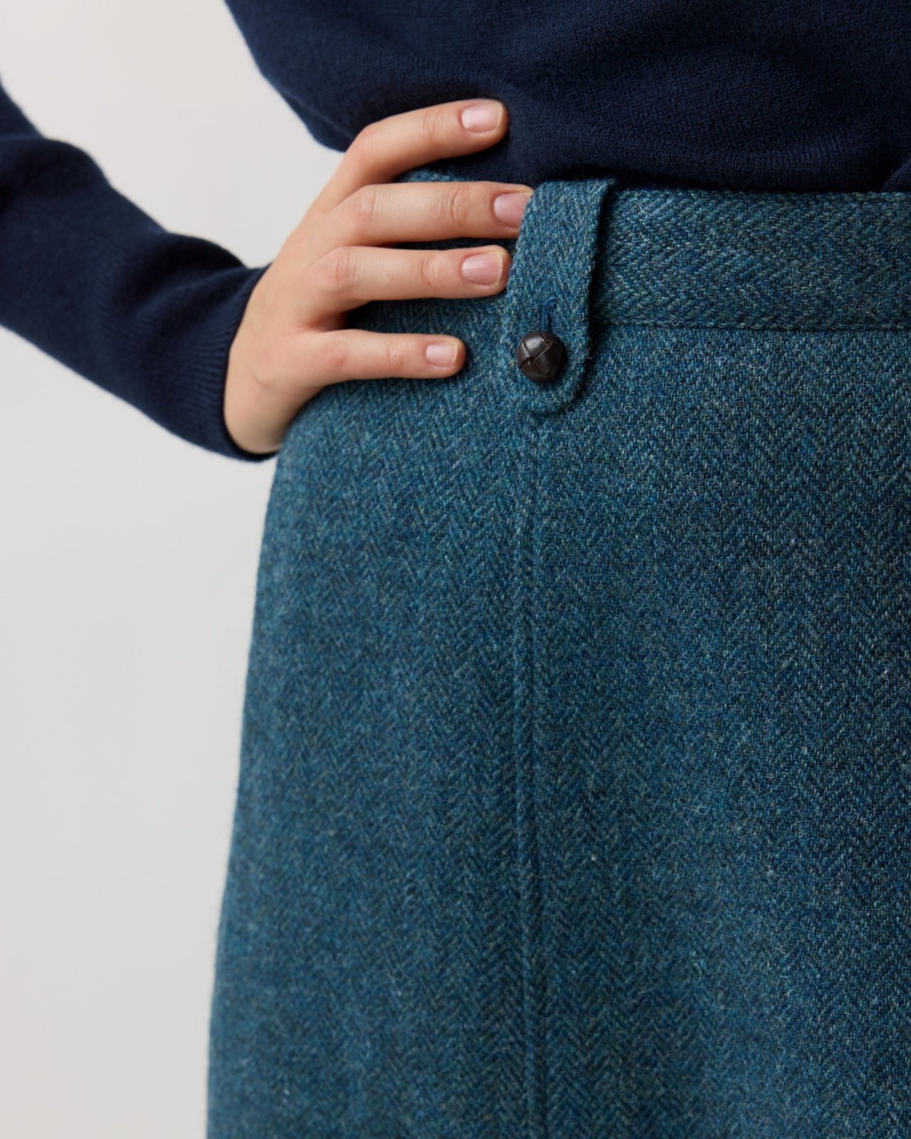 Meadow Skirt in Cypress Herringbone Wool