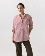 Load image into Gallery viewer, Christiane Bib-Front Tunic in Red/White Stripe Poplin

