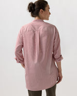 Load image into Gallery viewer, Christiane Bib-Front Tunic in Red/White Stripe Poplin
