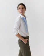 Load image into Gallery viewer, Lettie Shirt in White/Sky Small Bengal Stripe Poplin
