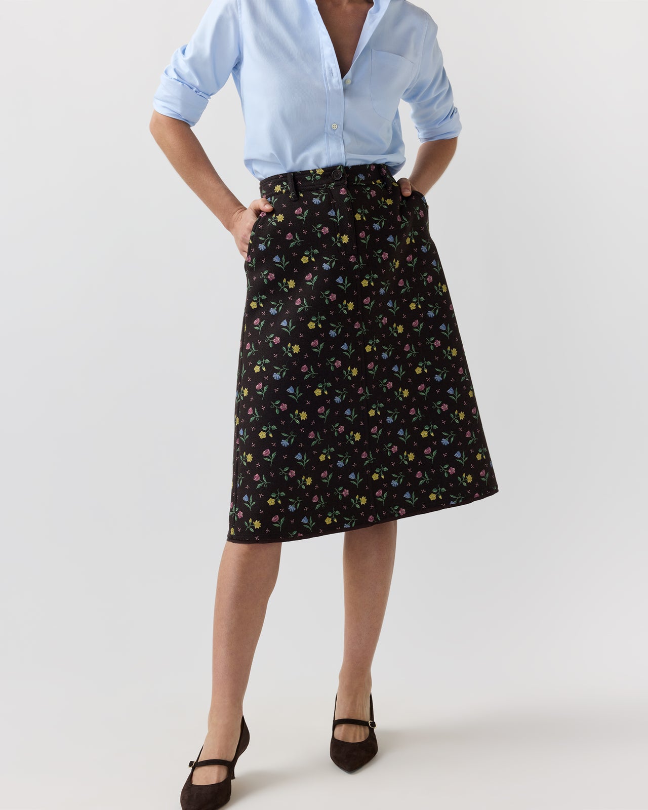 Connelly Skirt in Brown/Multi Royal Stitch Liberty Fabric Wool