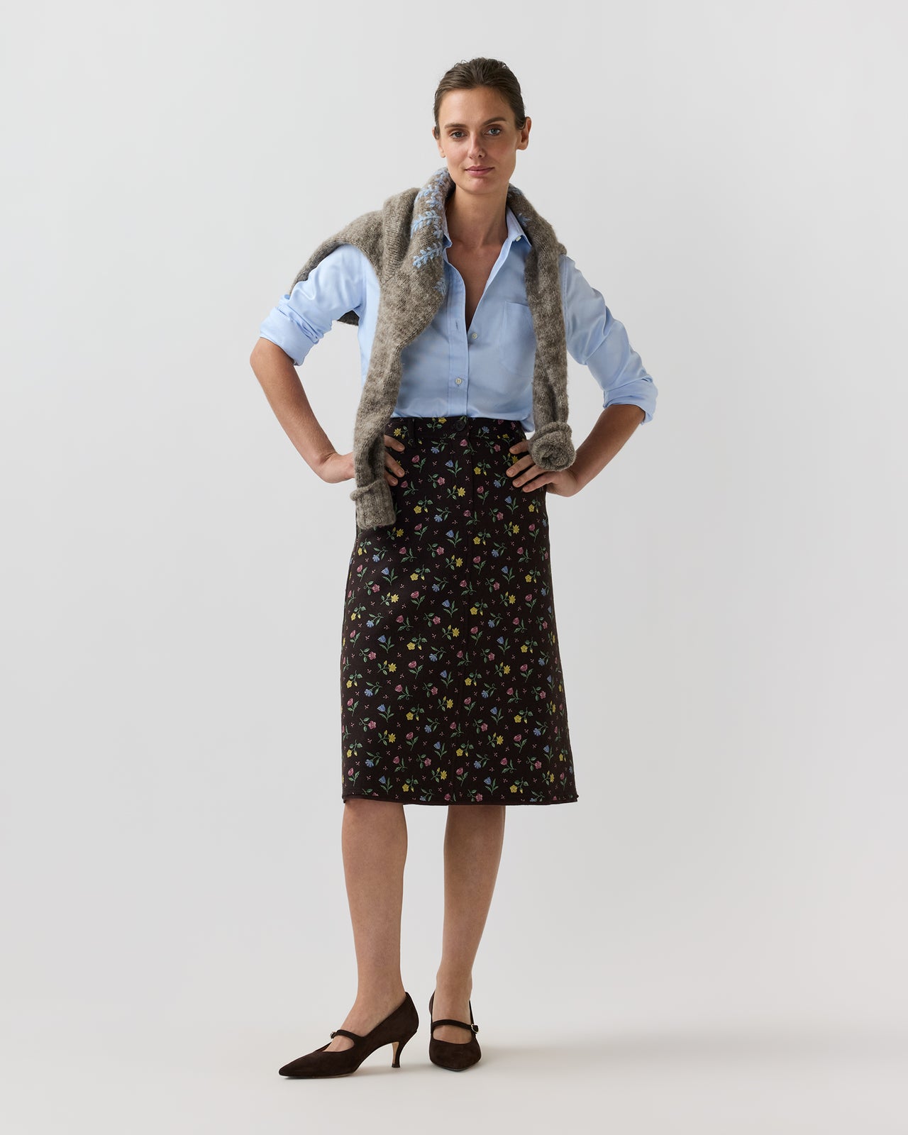 Connelly Skirt in Brown/Multi Royal Stitch Liberty Fabric Wool