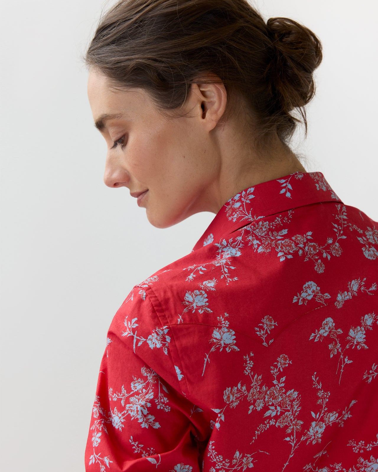 Western Shirt in Red Elizabeth Sketch Liberty Fabric