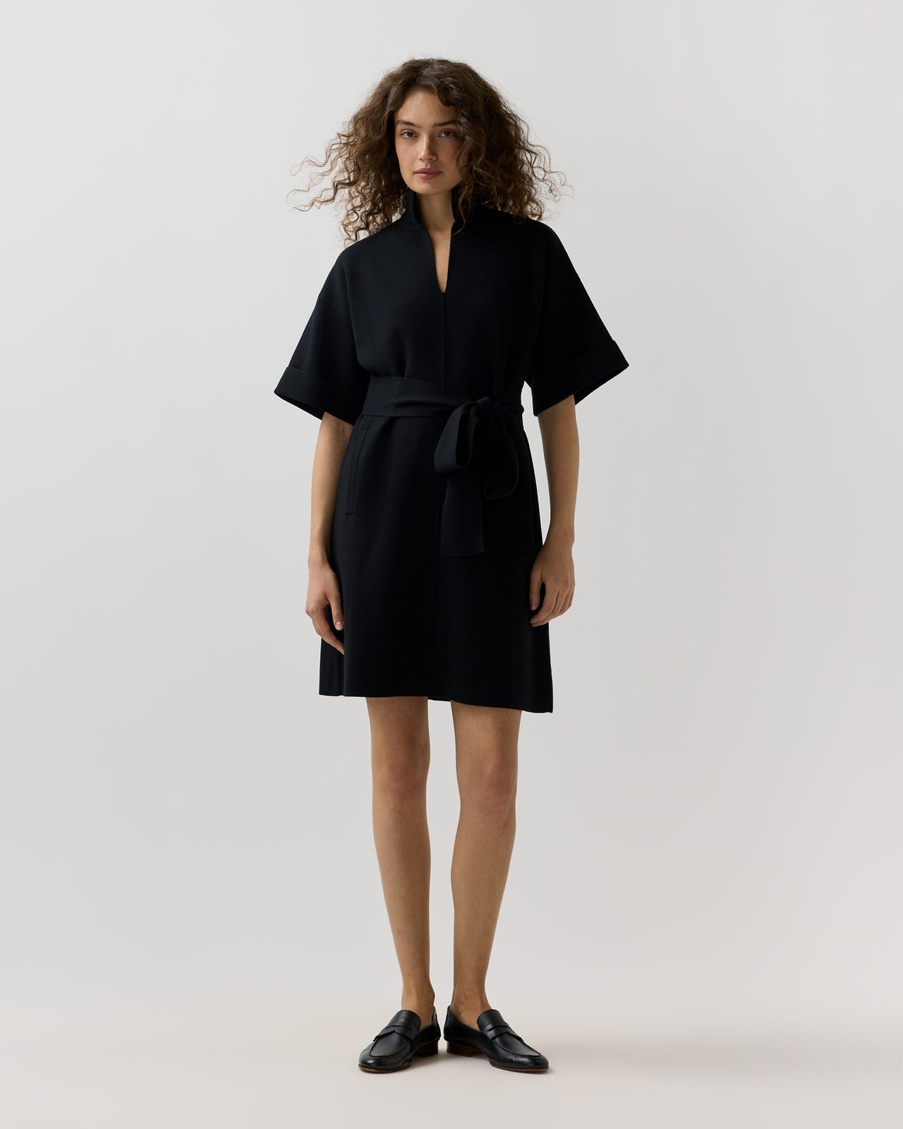 Julia Sweater Dress in Black Extra Fine Merino Wool