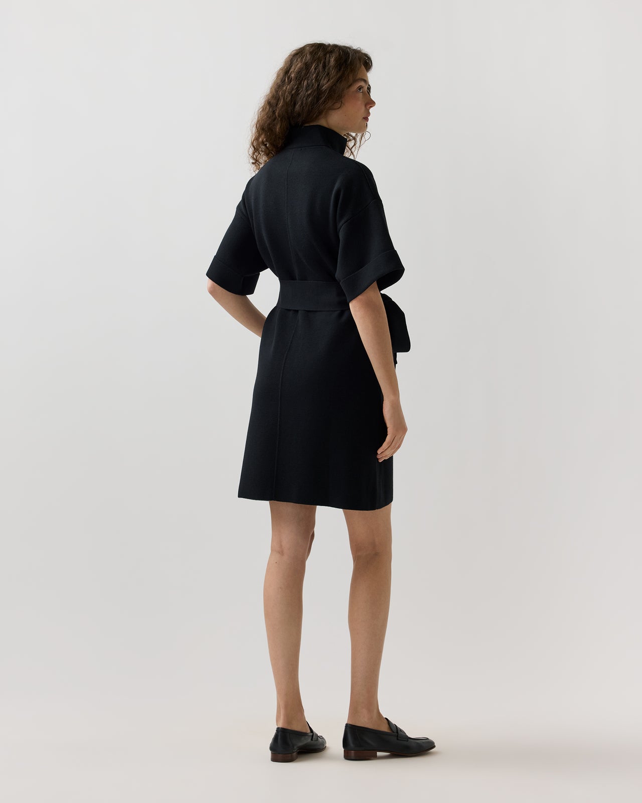 Julia Sweater Dress in Black Extra Fine Merino Wool