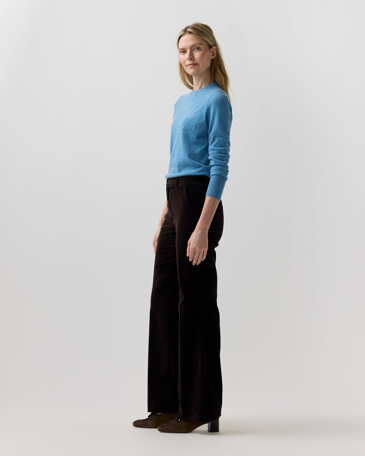 Lindy Trouser in Chocolate Stretch Velveteen