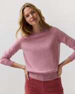 Load image into Gallery viewer, Kit Crewneck Sweater in Heather Cherry Cashmere
