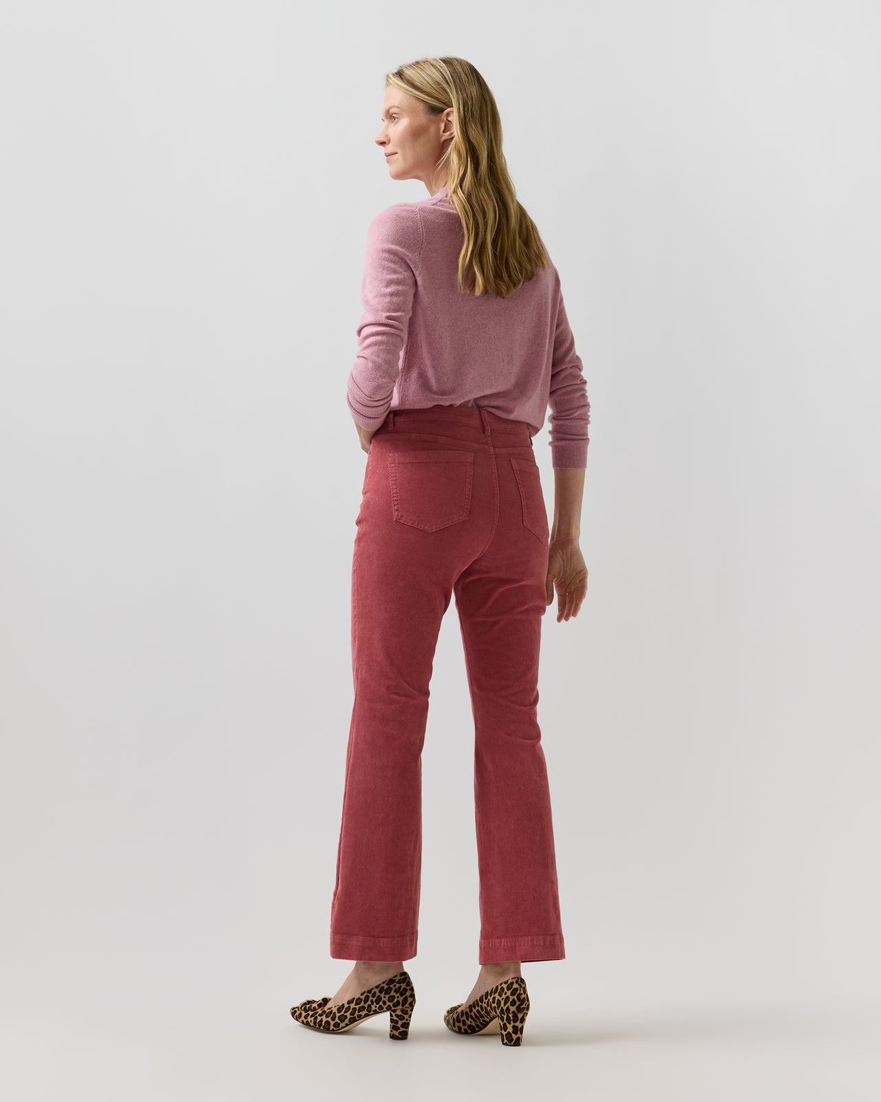 Kendall Flare 5-Pocket Jean in Rose Stretch Corduroy