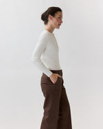 Load image into Gallery viewer, Long-Sleeved Nia Ribbed Henley in Ivory Cotton/Silk
