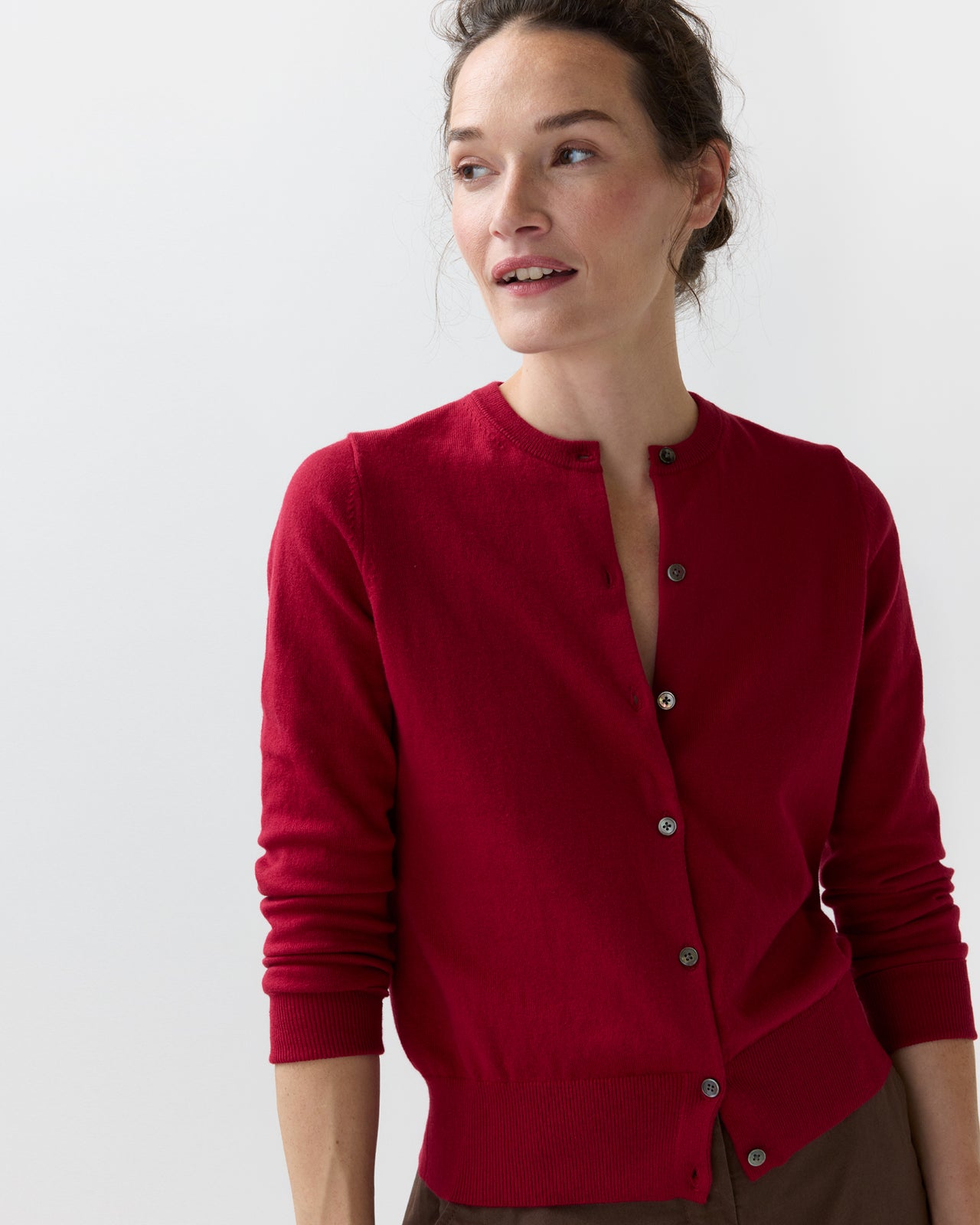 Rosie Cardigan in Deep Red Cotton/Cashmere