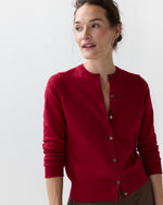 Load image into Gallery viewer, Rosie Cardigan in Deep Red Cotton/Cashmere
