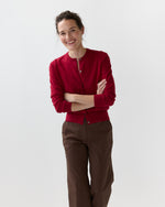 Load image into Gallery viewer, Rosie Cardigan in Deep Red Cotton/Cashmere
