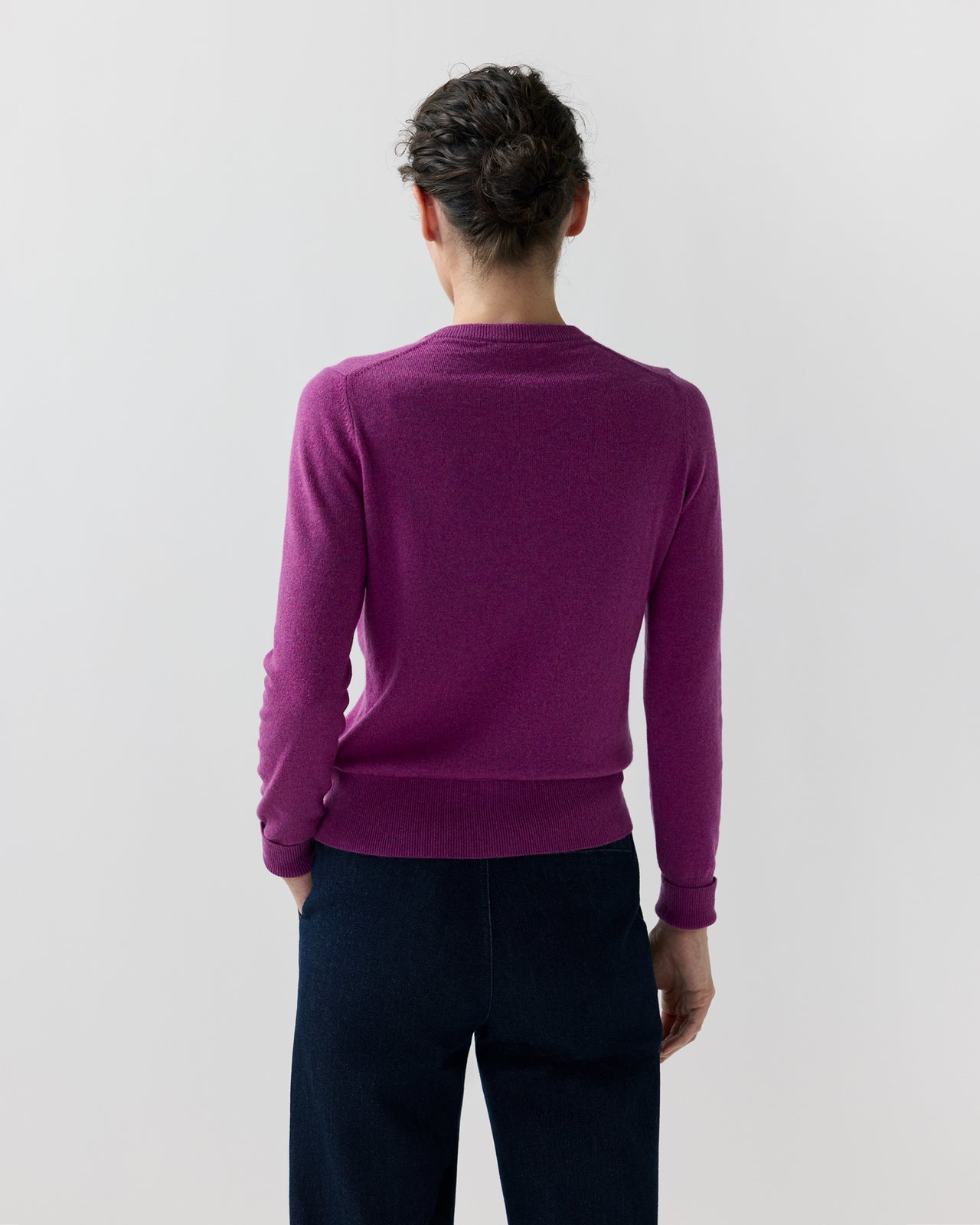 Rosie Cardigan in Heather Fuchsia Cashmere