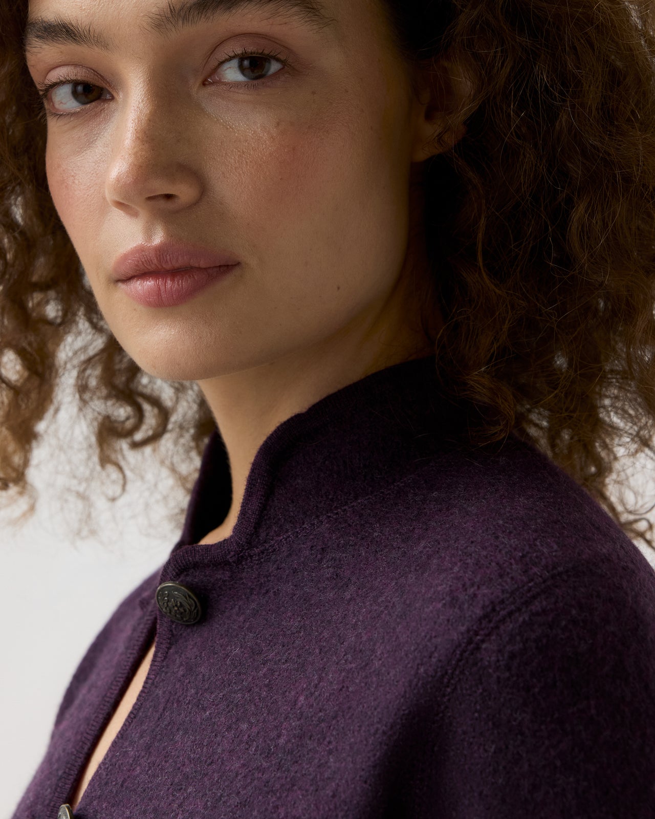 Tyrolean Jacket in Aubergine Extra Fine Merino Wool