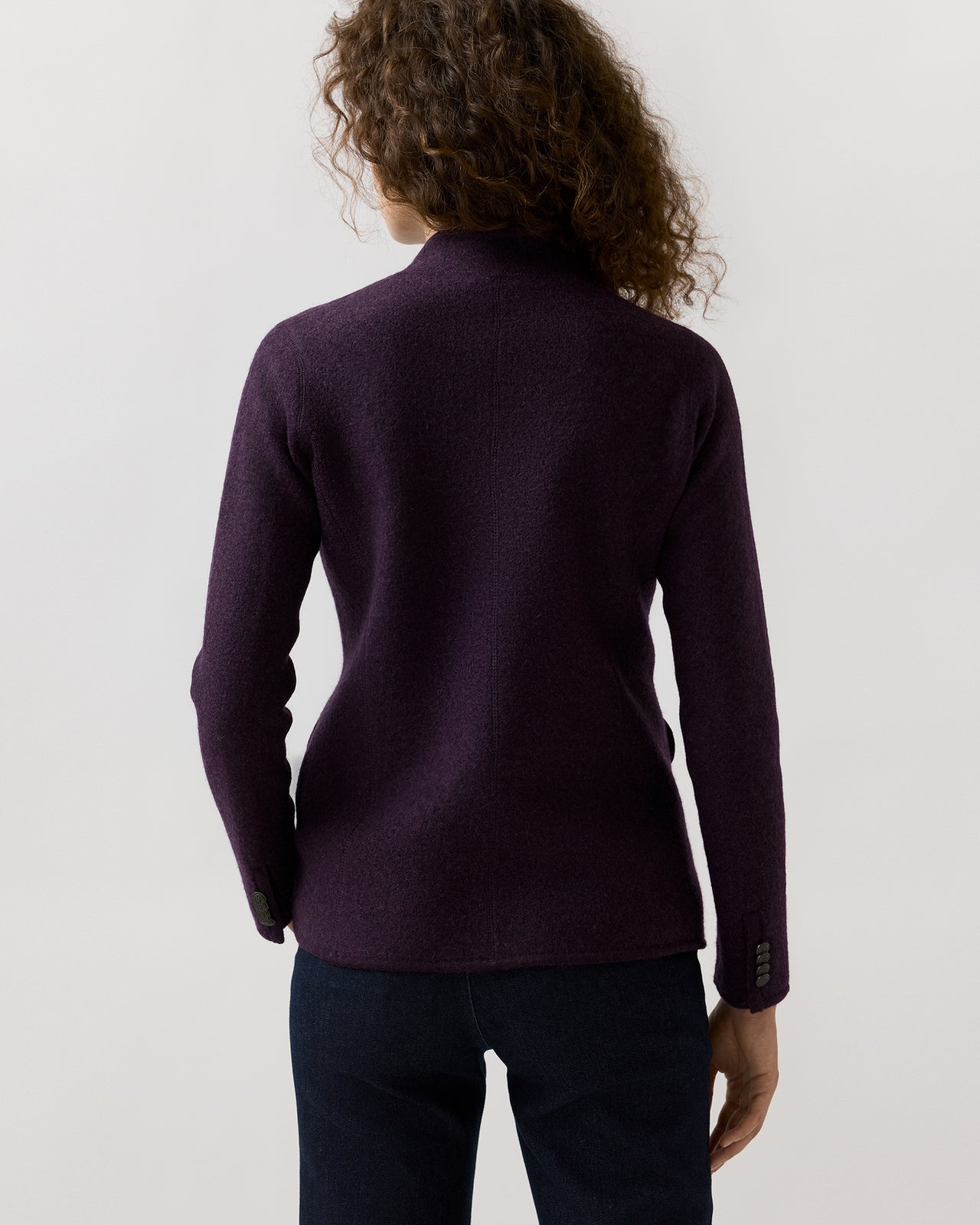 Tyrolean Jacket in Aubergine Extra Fine Merino Wool